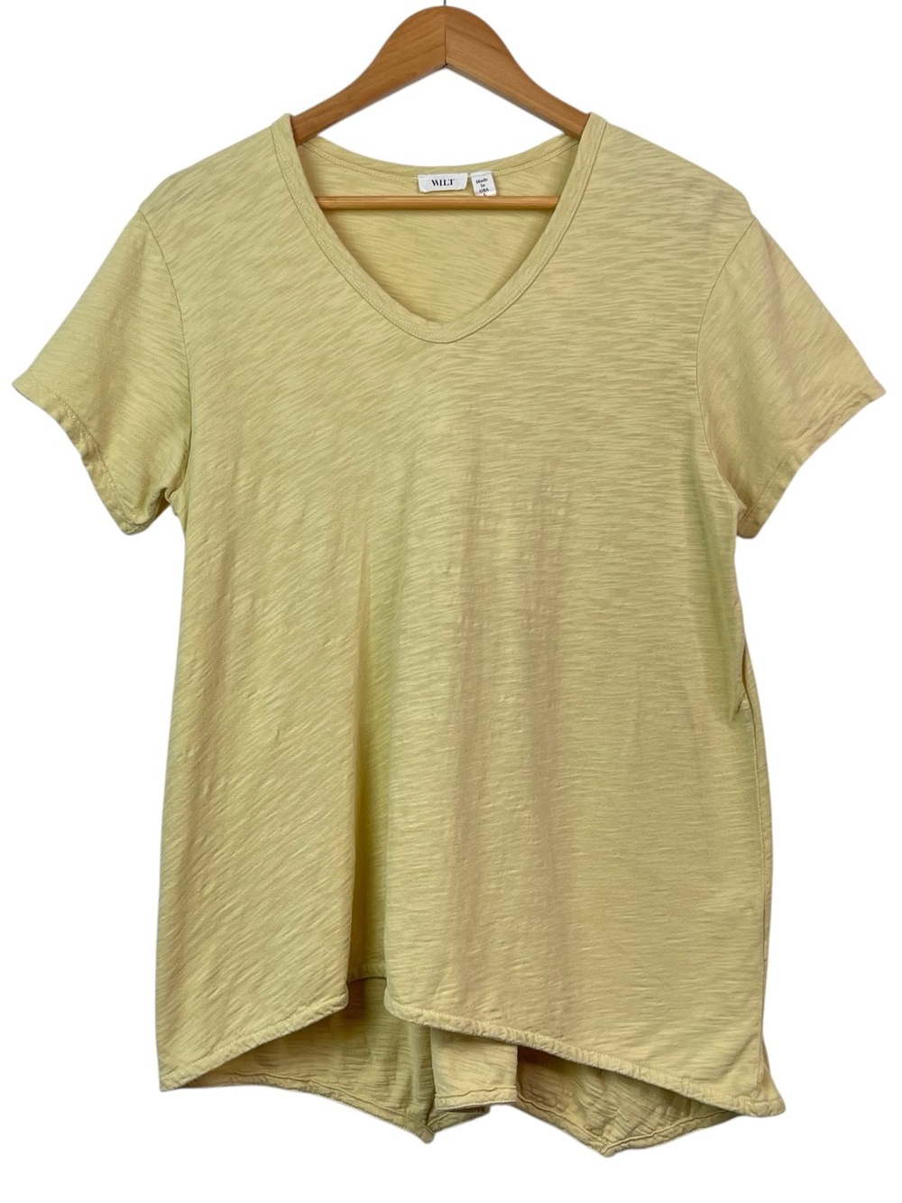 Wilt Light Yellow Short Sleeve Shirt Size Large 100% Cotton Made in USA